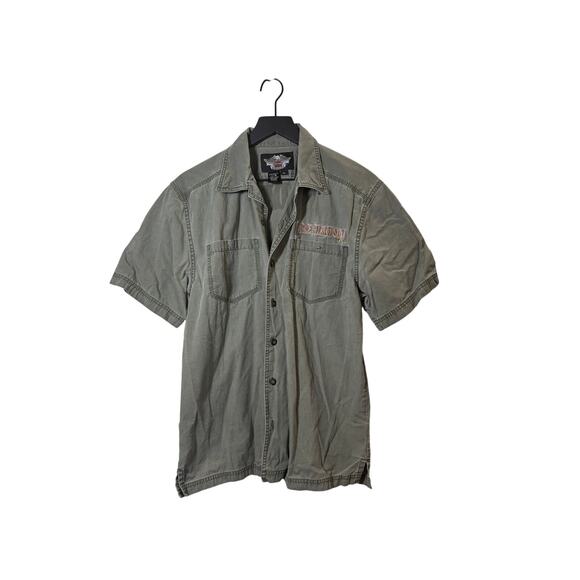Harley Davidson Button Up Sort Sleeve Size Medium - Picture 1 of 6